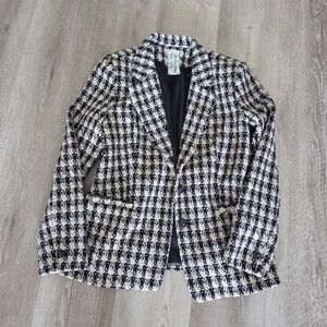 Sadie & Sage Houndstooth Tweed Blazer Small